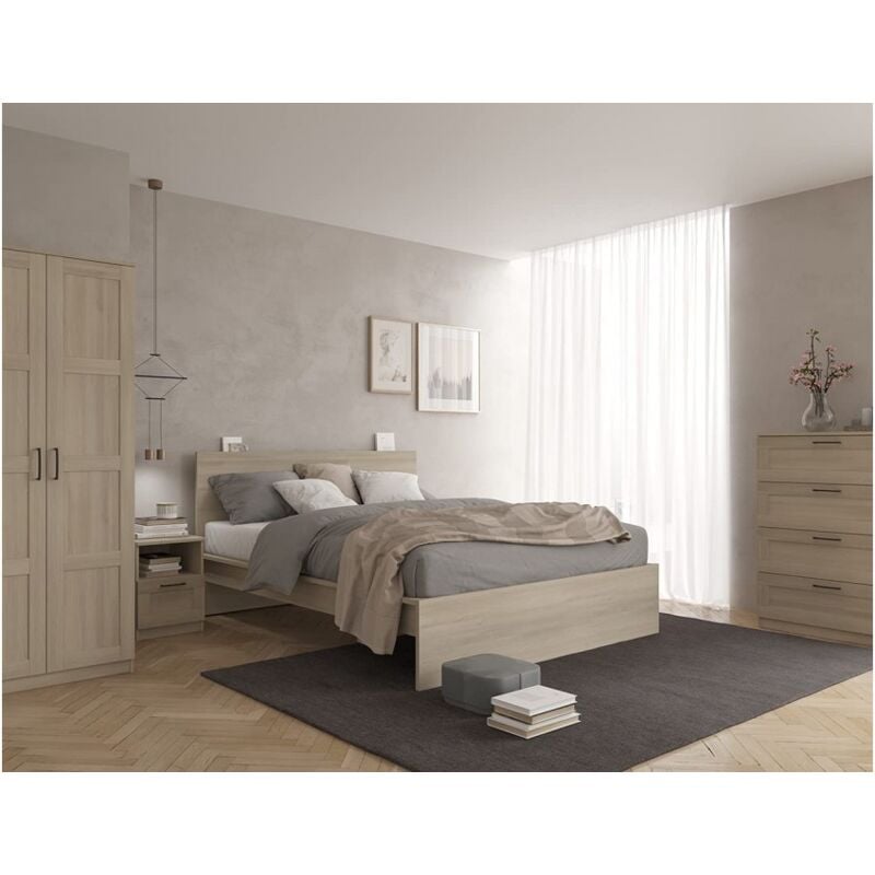 Struttura Letto matrimoniale 214x177 cm Rovere serie Helsinki Rovere chiaro