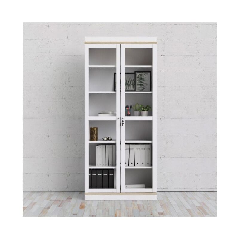 MOBILE VETRINA MODERNA design 2 ante 126x200 cm bianco rovere soggiorno  TEXEL EUR 549,90 - PicClick IT