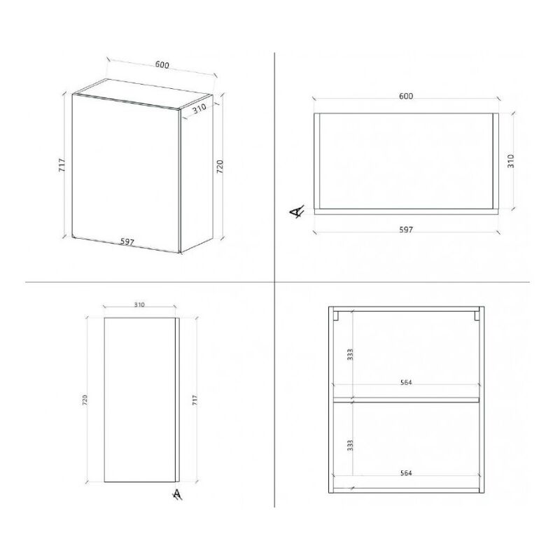 Pensile cucina con anta 60x32x72H bianco frassinato