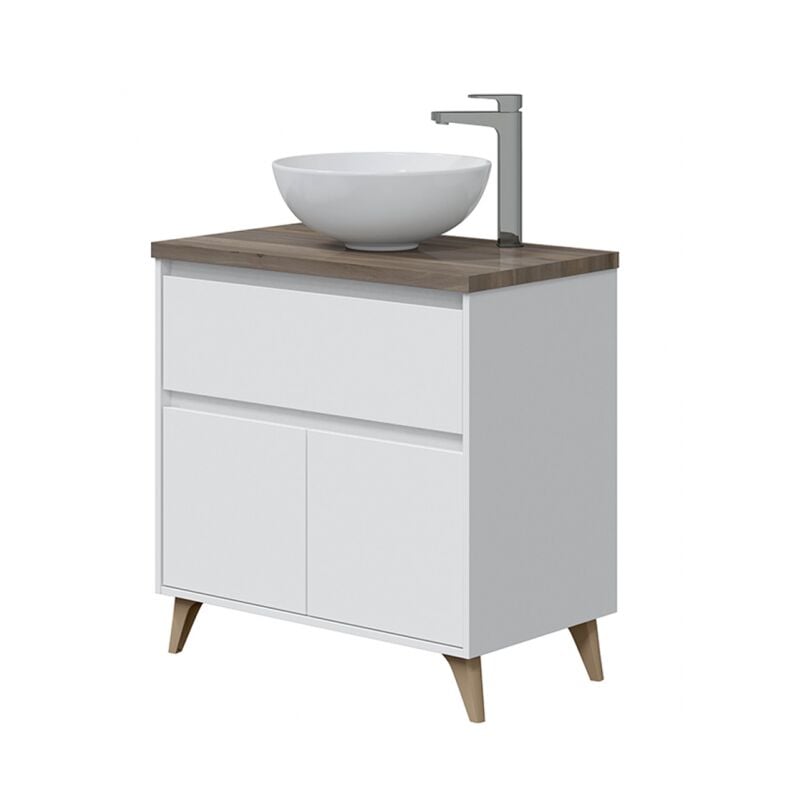 Mobile bagno 3 cassetti a terra 80 cm bianco lucido con specchio 305423BO -  Caesaroo