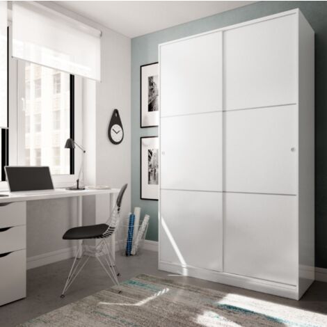Armadio 120x200h cm con due ante scorrevoli bianco lucido - Urano