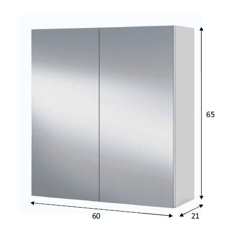 Pensile specchiera 60x21x65 cm bianco lucido con due ante - Bergamo