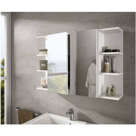 Pensile specchiera 60x21x65 cm bianco lucido con due ante - Bergamo