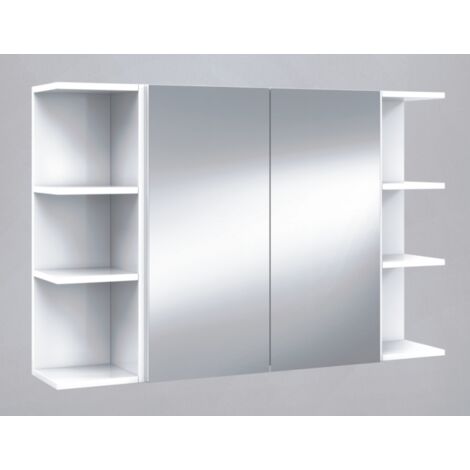 Pensile specchiera 60x21x65 cm bianco lucido con due ante - Bergamo