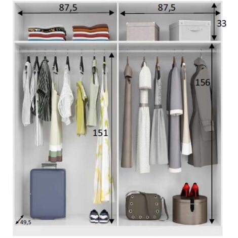 Armadio 180x52x200h cm con 4 ante battenti bianco lucido - Livorno