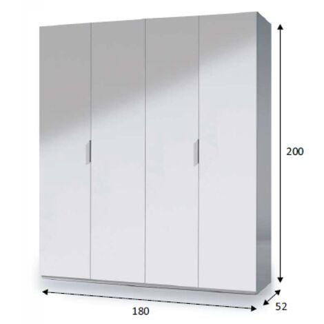Armadio 180x52x200h cm con 4 ante battenti bianco lucido - Livorno
