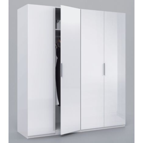 Armadio 180x52x200h cm con 4 ante battenti bianco lucido - Livorno