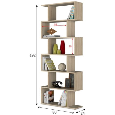 Libreria 80x25x192 rovere canadese con sei ripiani - Minore