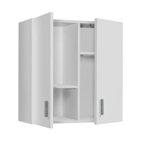 Pensile multiuso 59x60 cm bianco opaco con due ante e due ripiani estraibili - Parga