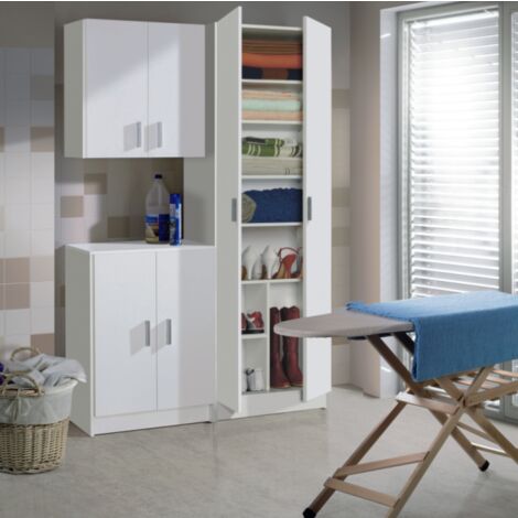 Pensile multiuso 59x60 cm bianco opaco con due ante e due ripiani estraibili - Parga