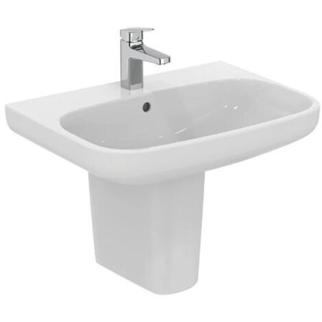 Lavabo A  65x48 cm in ceramica bianco lucido - Ideal Standard I Life - Con semicolonna per lavabo