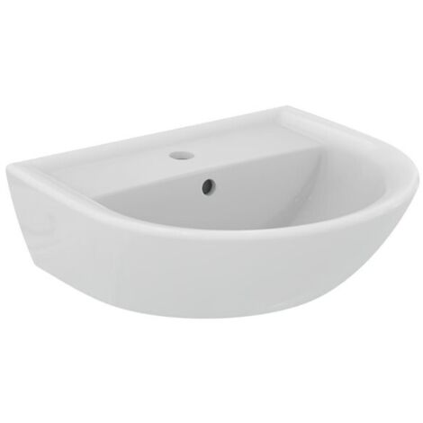 Lavabo 55x46 cm in ceramica bianco lucido - Ideal Standard Eurovit - Con semicolonna per lavabo