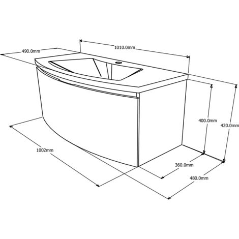 Mobile bagno sospeso 100 cm Venere in legno Bianco Lucido con