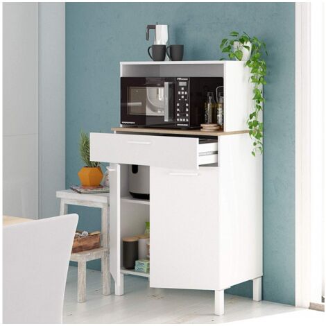 Mobile cucina 72x40x126 cm bianco opaco e rovere canadese con due ante e un cassetto - Fanaro