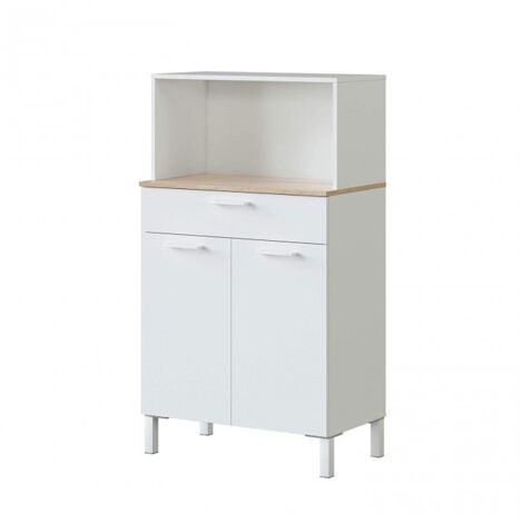 Mobile cucina 72x40x126 cm bianco opaco e rovere canadese con due ante e un cassetto - Fanaro