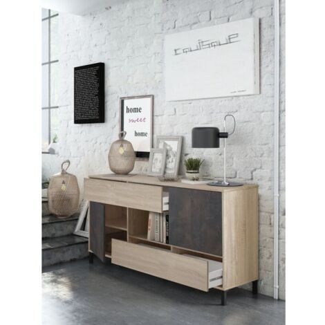 Credenza 151 cm rovere canadese e ossido con 2 ante e 2 cassetti - Oristano