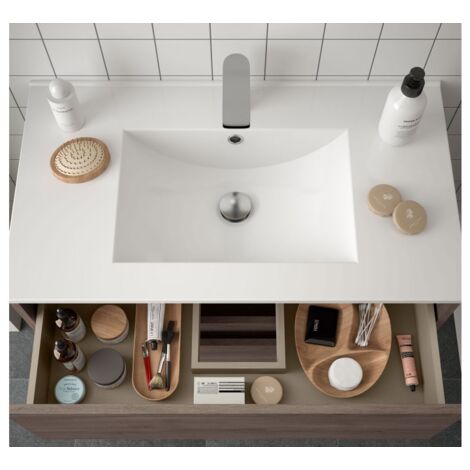 Mobile bagno sospeso 70 cm in legno marrone Caledonia con lavabo in  porcellana - Caesaroo