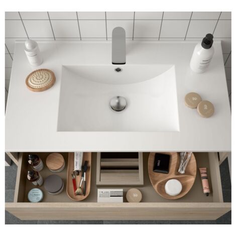 Mobile bagno sospeso 60 cm in legno marrone Caledonia con lavabo