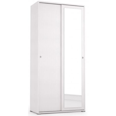 Armadio 250x223h cm con due ante scorrevoli in legno bianco lucido - Alen