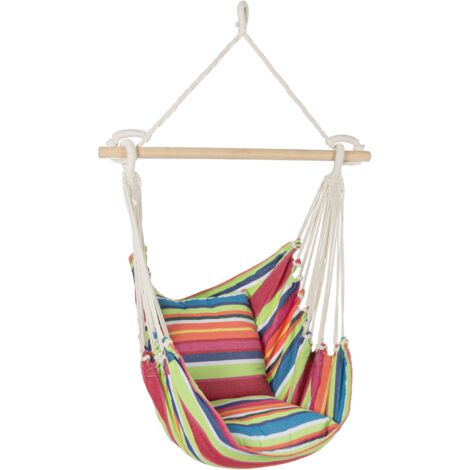 Amaca Doppia In Corda JoyView 198x140 Cm | Cotone Intrecciato A Mano Con Cuscino E Barre In Legno | Capacità 204 Kg - 3
