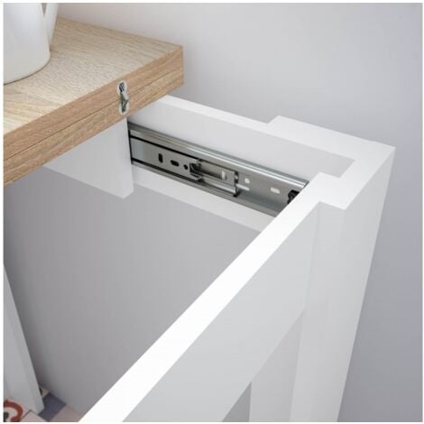 Tavolo allungabile 67 x 67 cm bianco opaco e rovere - Creta