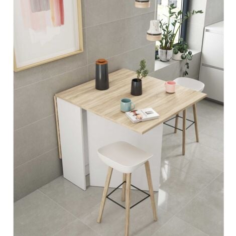 Tavolo multiposizione 77x31 cm allungabile Bianco opaco e rovere Rovere e  Bianco