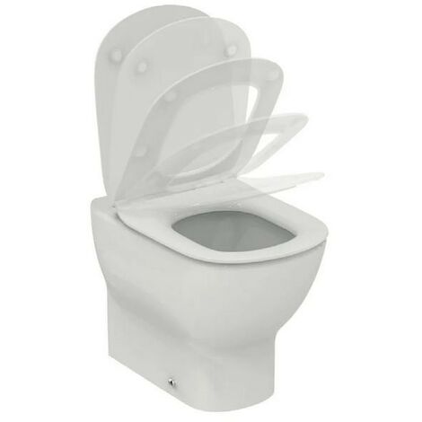 Vaso a pavimento AquaBlade universale filo parete Ideal Standard Tesi  Bianco seta con sedile slim a chiusura rallentata Bianco lucido - Con copri  wc