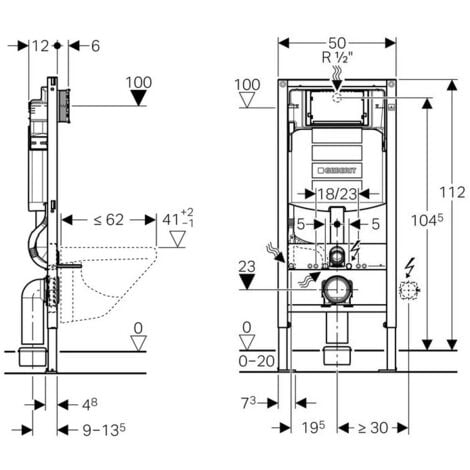 Geberit Duofix Sigma12 per wc sospesi cassetta di risciacquo ad incasso  pareti cartongesso