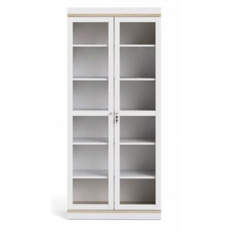 Vetrina 88x36x200 cm bianco opaco e rovere - Fidenza
