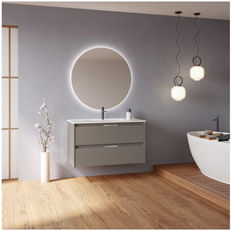 Mobile bagno a terra 100 cm Grigio sabbiato due cassetti - Caesaroo