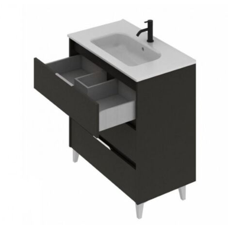 Mobile bagno a terra 80 cm Georgia Fumè sabbiato con lavabo da appoggio 80  cm - Standard - Fumé