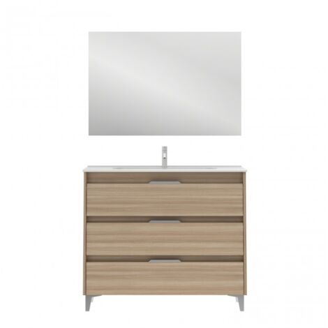 Mobile bagno a terra 80 cm  noce sabbiato con lavabo - Bristol - Noce 80 cm Standard