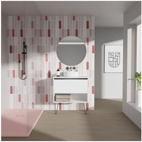 Mobile bagno sospeso da 80 grigio con lavabo e specchio con luce ROSY