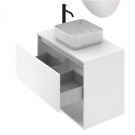 Mobile bagno a terra 80 cm Georgia bianco un cassetto - Caesaroo