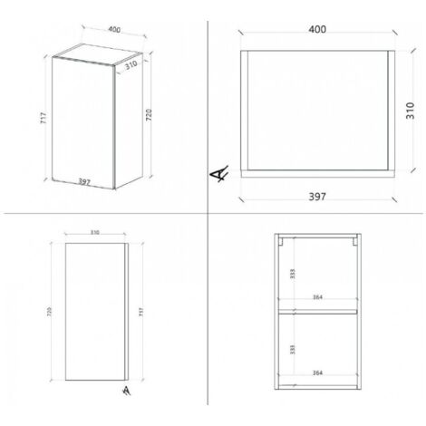Pensile cucina 40x33x72 cm in legno grigio cemento con un’anta - Massa