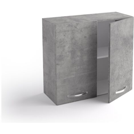 Pensile cucina 80x33x72 cm in legno grigio cemento con due ante - Massa