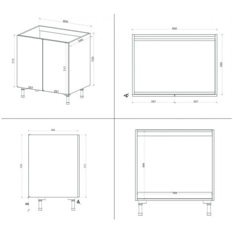 Base sottolavello cucina 80x60x84 cm in legno color lava con lavello in acciaio inox e due ante - Massa
