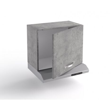 Sopracappa cucina 60x31x48 cm in legno grigio cemento con un'anta e depuratore - Massa