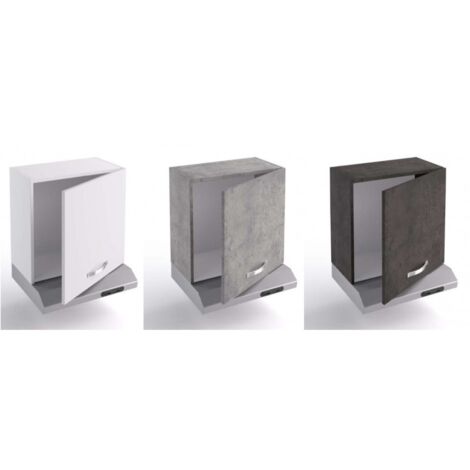 Sopracappa cucina 60x31x48 cm in legno grigio cemento con un'anta e depuratore - Massa