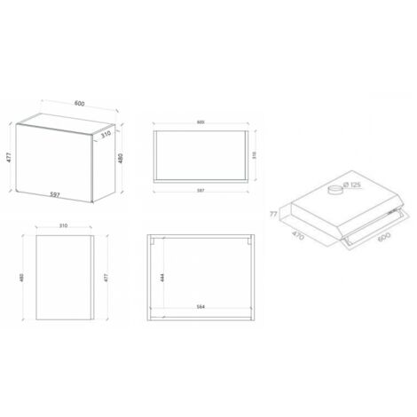 Sopracappa cucina 60x31x48 cm in legno grigio cemento con un'anta e depuratore - Massa
