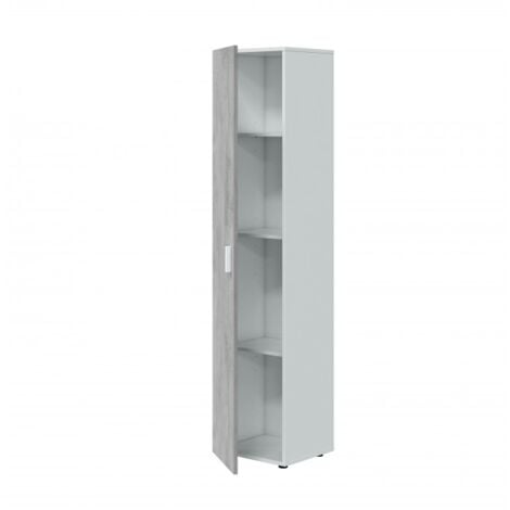 Armadio multiuso 41x182h cm con un'anta bianco opaco e cemento - Valdagno