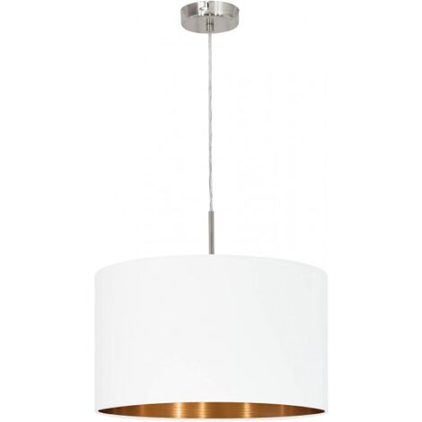 Lampadario a sospensione Ø 38 cm x H 110 cm bianco opaco e nickel opaco - Eglo Pasteri