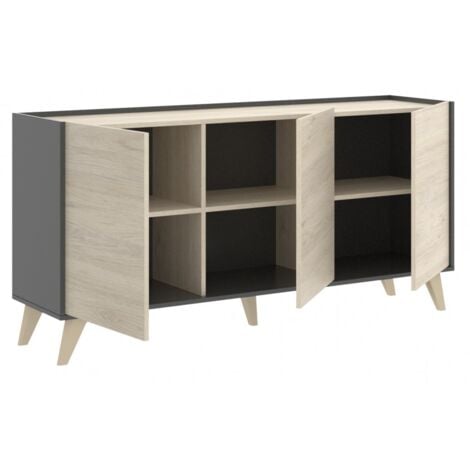 Madia 155 cm grafite e rovere naturale con tre ante - Corato