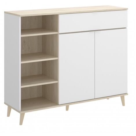 Mobile cucina 120x40x102 cm bianco opaco e rovere naturale con due ante ed un cassetto - Gubbio