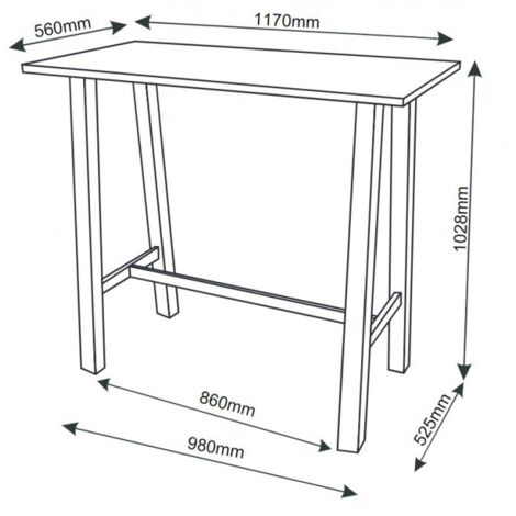 Tavolo da bar 117x56 cm effetto legno vecchio stile e gambe Grigio  antracite Rovere e Grigio