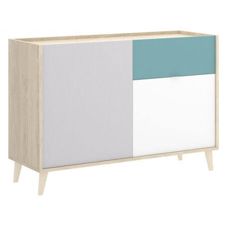 Madia 105x43 cm con due ante ed un cassetto multicolore - Cecina
