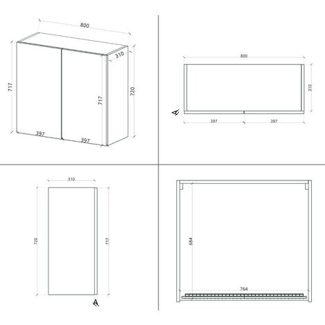 Pensile scolapiatti cucina 80x33xH72 cm in legno Bianco opaco con due ante  Bianco