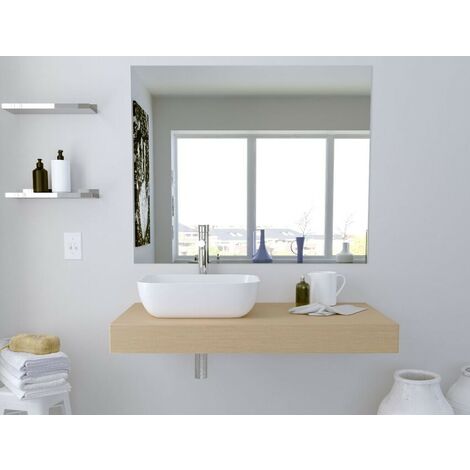 Mensola bagno 100 cm colore Rovere chiaro spessore 10 cm con lavabo da  appoggio 100 cm - Standard