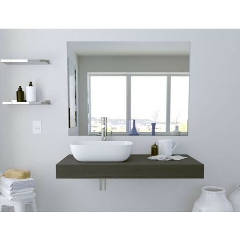 Mensola bagno 80 cm colore Rovere antracite spessore 10 cm con lavabo da  appoggio 80 cm - Standard