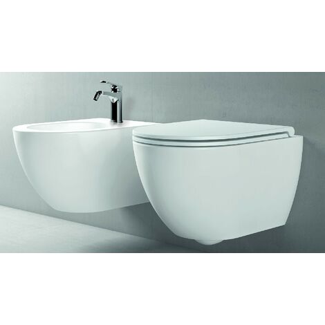 Bidet sospeso in ceramica 36x51,5 cm Comoda azzurra ceramica Bianco